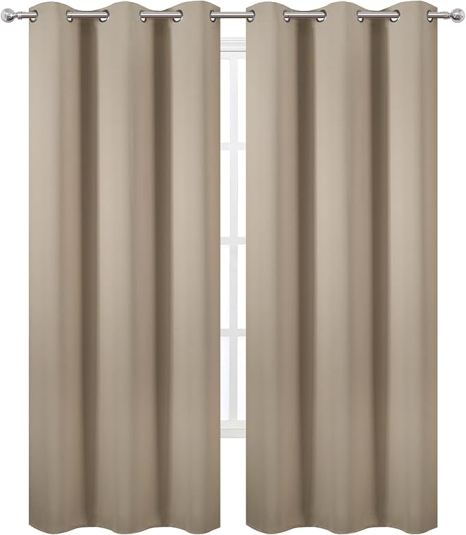 LEMOMO Khaki Thermal Blackout Curtains/42 x 95 Inch/Set of 2 Panels Room - Image 2