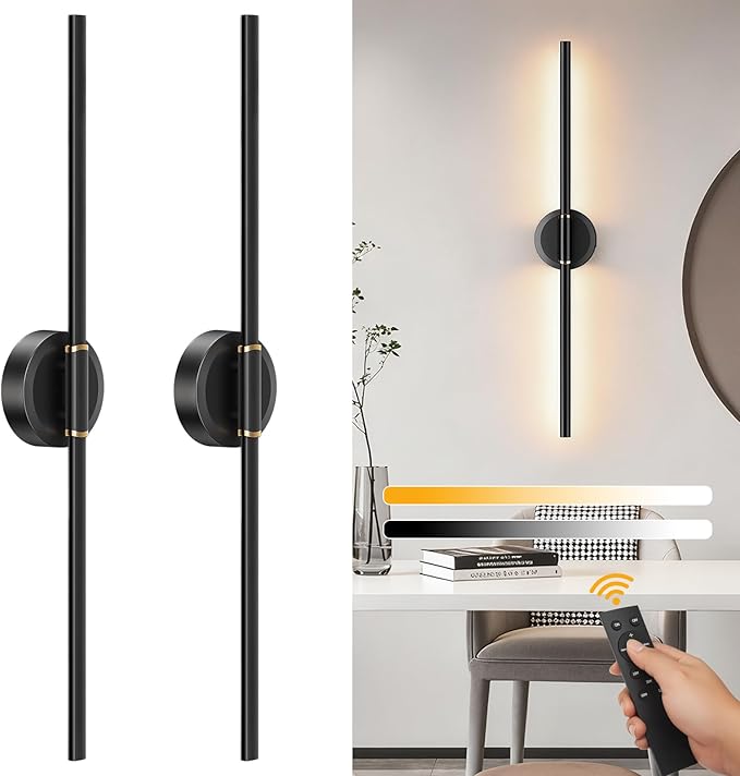 Battery Operated Wall Sconces Set of 2, Dimmable 6000mAh Rechargeable Wall by DEALGADGETS