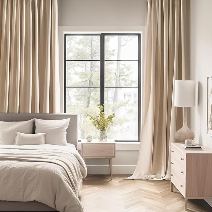 MIULEE Back Tab Beige Curtains 84 Inch Length 2 Panels Set - Image 2