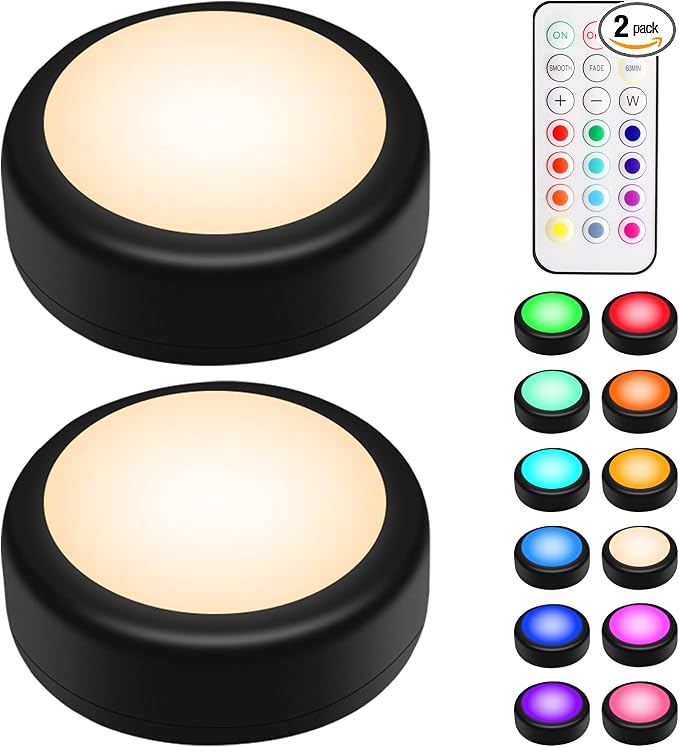 BLS LED Puck Lights with Remote Control, Wireless Under Cabinet & Closet by BLS