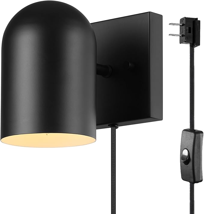 Globe Electric 65000098 1-Light Plug-in or Hardwire Wall Sconce, Matte Black by GlobeElectric