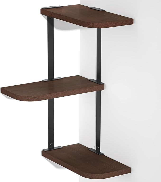 Love-KANKEI Corner Shelf Wall Mount of 3 Tier Rustic Wood Floating Shelves by Love-KANKEI