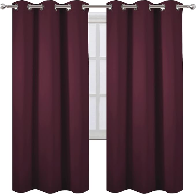 LEMOMO Burgundy Red Blackout Curtains/42 x 72 Inch/Set of 2 Panels Room - Image 2