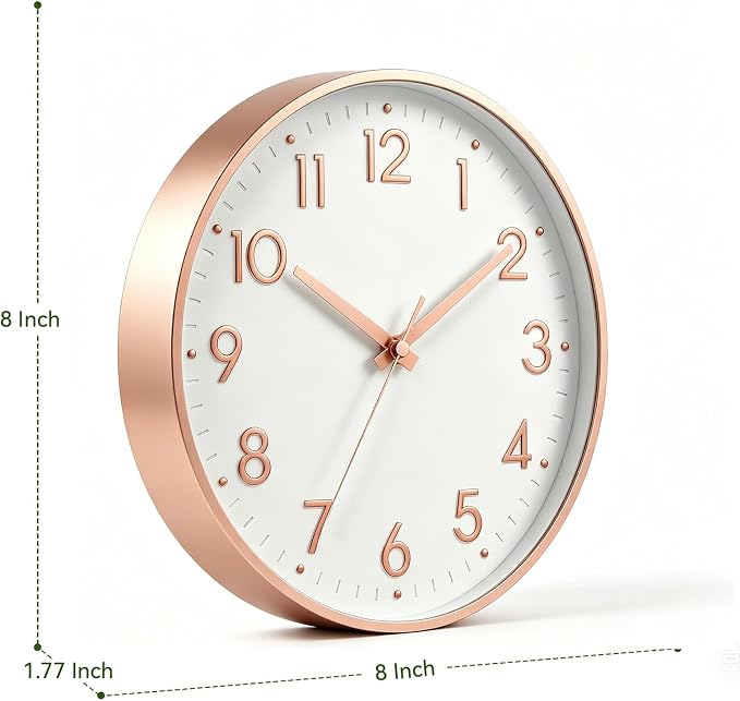 Mosewa Wall Clock 8 Inch, Battery Operated Silent Non-Ticking Modern Analog - Image 3
