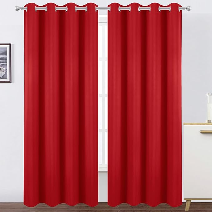 LEMOMO Blackout Curtains 52 x 90 Inch Long Bright Red Curtains Set of 2 Panels by Lemomo