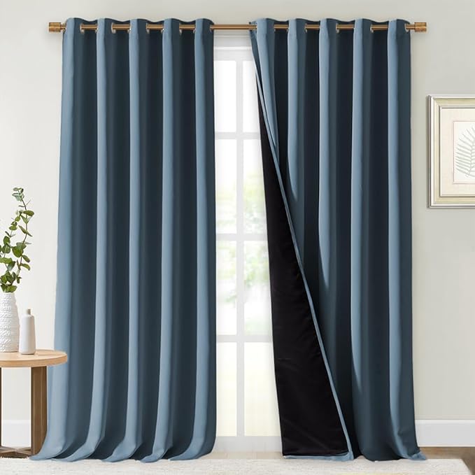 NICETOWN Full Shading Curtains for Windows, Smoky Blue, 62 inches W x 95 inches by NICETOWN