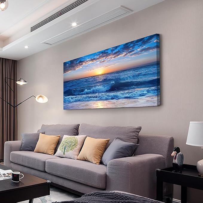 Wapluam Large Canvas Wall Art For Office Farmhouse Living Room Ocean Beach Wall - Image 2
