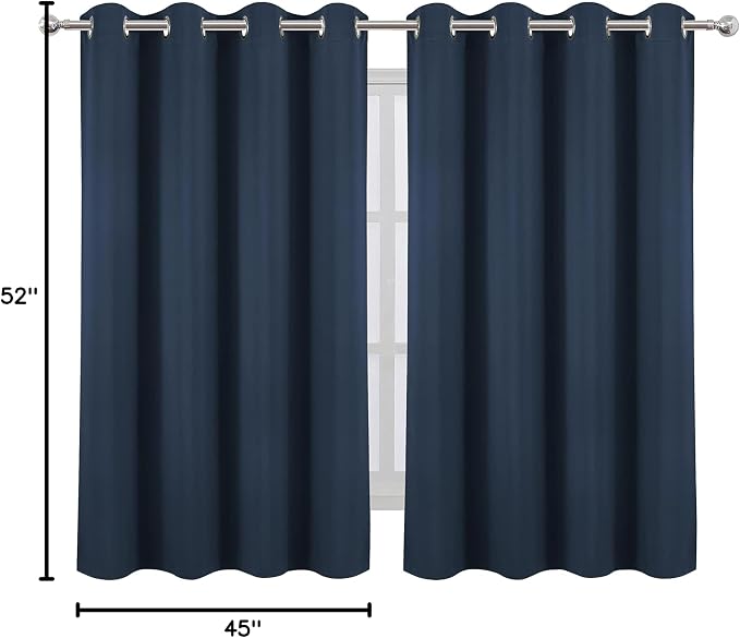 LEMOMO Navy Blue Blackout Curtains/52 x 45 Inch/Set of 2 Panels Room Darkening - Image 10