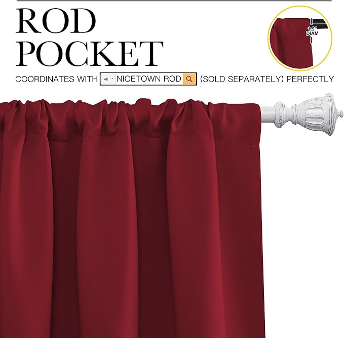 NICETOWN Christmas Burgundy Blackout Curtains and Drapes - Image 3