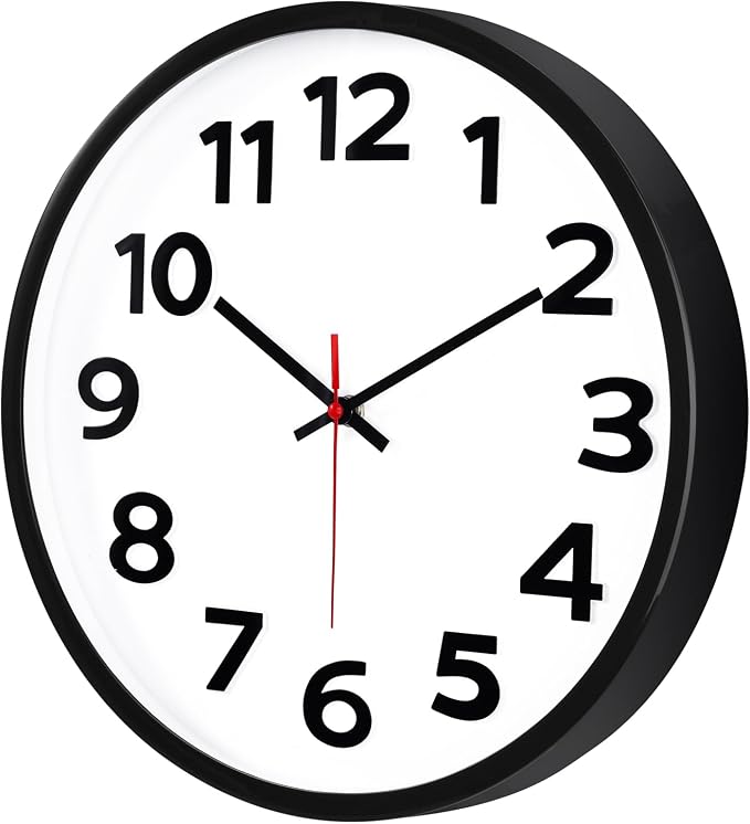 Keepcross 14 Inch Wall Clock Battery Operated Silent Non-Ticking, 3D Big by Keepcross