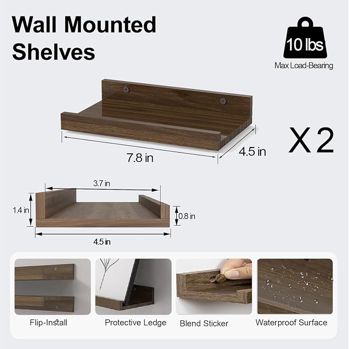 Small Floating Shelves for Wall Decor, Wall Mounted Wood Shelf for Bedroom - Image 3