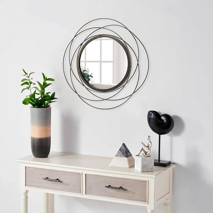 Wall Mirror Mounted Small Round Decorative Mirrors, Circle Metal Art Mirror Home - Image 5