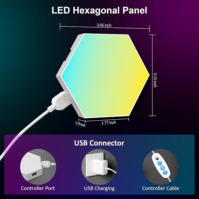 OJQ 20 Pack Hexagon Lights Wall RGB Panel - Image 6