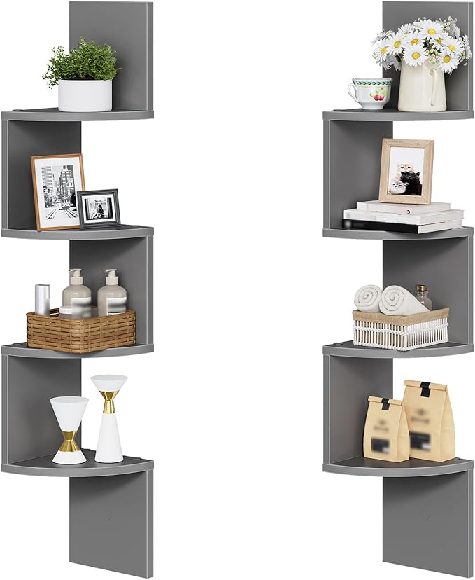 HOOBRO Corner Shelf Wall-Mounted, 4-Tier Bookshelves by HOOBRO