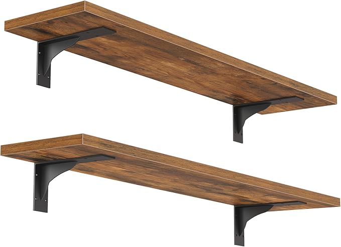HOOBRO Floating Shelves for Wall, 23.6" Wall Mounted Shelves Set of 2, Hanging by HOOBRO