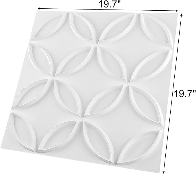 Art3d PVC 3D Wall Panel Interlocked Circles in Matt White Cover 32 Sq.ft - Image 6