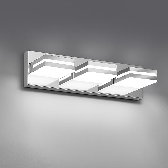 Modern LED Small Bathroom Lights Fixtures 3-Light, Stainless Steel Chrome by JZEKVN