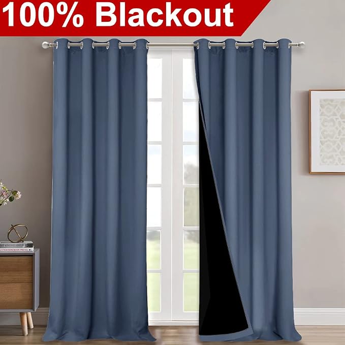 NICETOWN Room Warming Curtains, 100% Sun Blocking Curtains, Sound Proof Drapes - Image 2