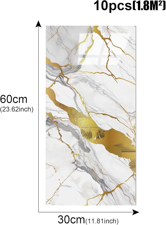 10pcs Thick Marble Peel and Stick Waterproof Wall Panels, Heat-Resistant - Image 4