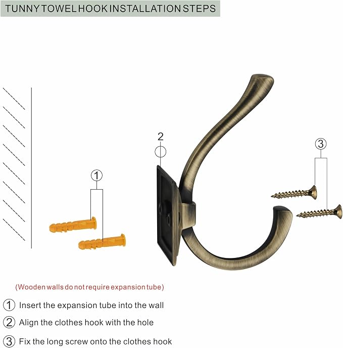 TUNNY 5 Pack Antique Design Wall Hanging Coat Hooks - Image 4