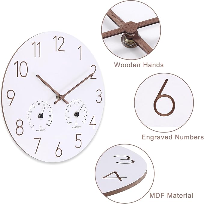 14 Inch Wall Clock, Wooden Frame Wall Clocks Decorative - Image 5