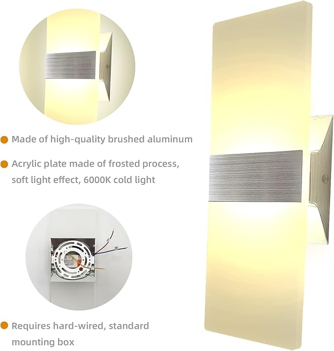 KICAAO Modern Wall Sconces, Led Wall Light 10w, Wall Sconce Up Downlight - Image 5