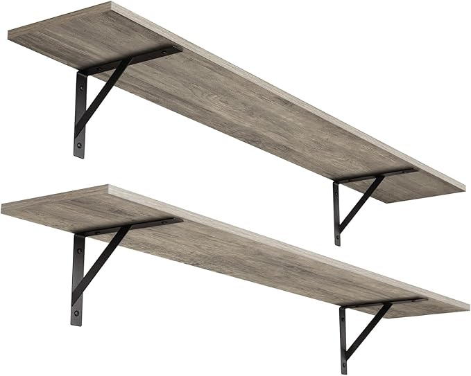 DINZI LVJ Long Wall Shelves, 47.3Inch Wall Mounted Shelves Set of 2, Extra by DINZILVJ