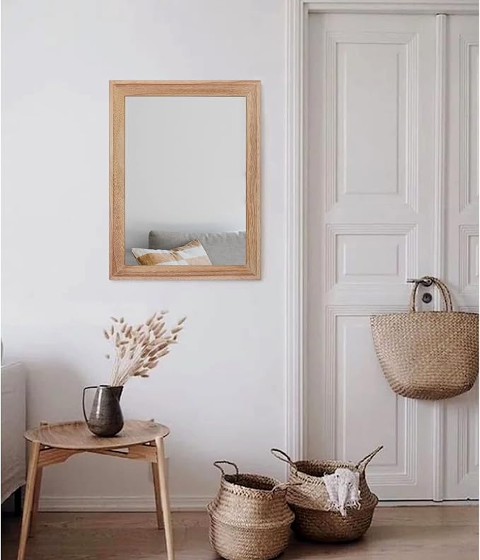 AAZZKANG Rustic Mirrors for Wall Rectangle Wooden Frame Hanging Mirror for - Image 5