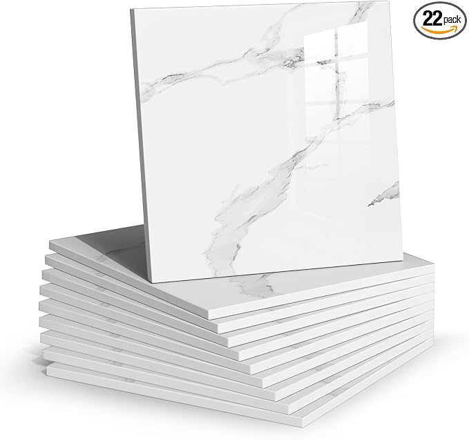 Chejiaye Thick 22pcs Marble Peel and Stick Backsplash Waterproof Washroom Wall by Chejiaye