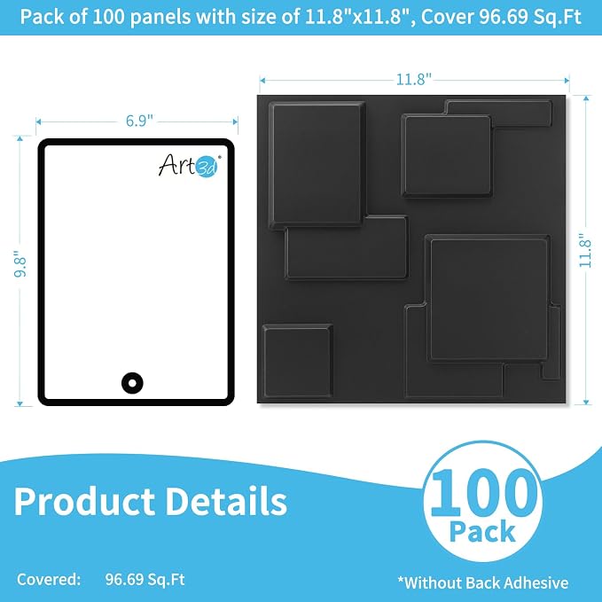Art3d 100 Pack Decorative 3D Wall Panels, 97 Sq.Feet PVC Interior Wall Décor - Image 2