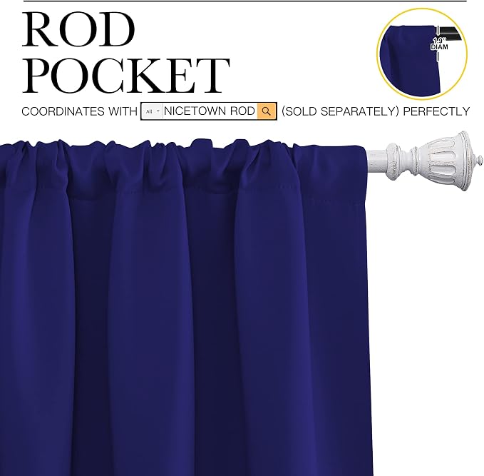 NICETOWN Navy Blue Curtains Blackout Draperies - Image 3