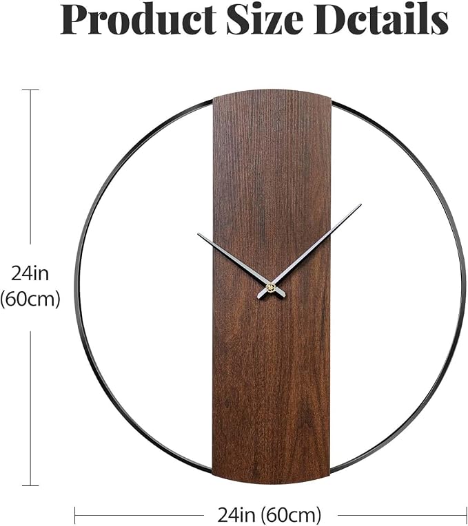 Large Wall Clock 24 Inch Decorative Modern Minimalist Wall Clocks - Image 6