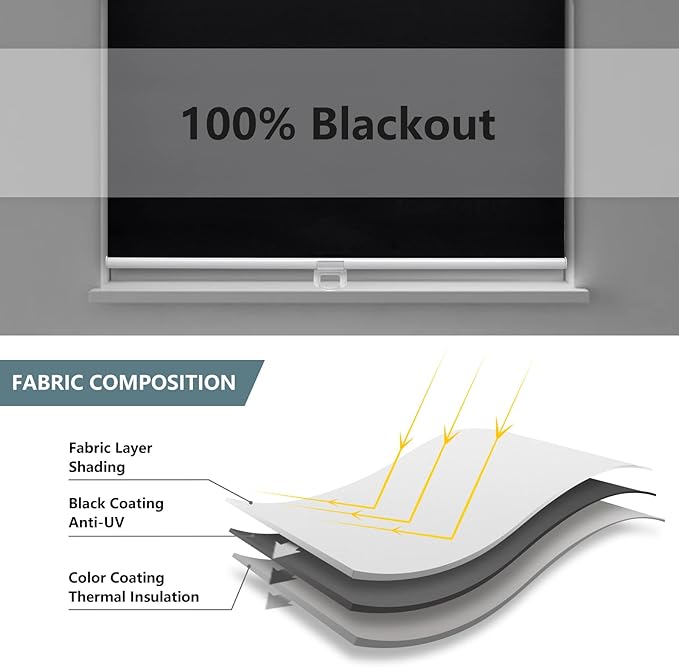 AOSKY Cordless Roller Shades Blackout Blinds - Image 4