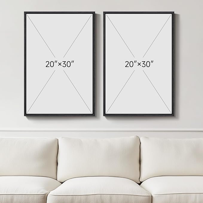 Large Framed Black and White Abstract Wall Art, Abstract Mountain and Moon - Image 3