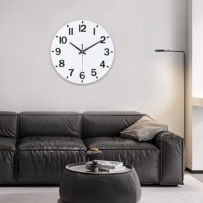 HZDHCLH Wall Clock 8 Inch Silent Non Ticking Wood Battery Operated White Wooden - Image 8