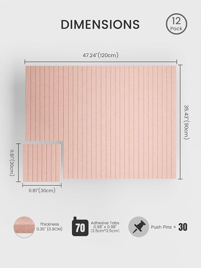 Bumusty Large Cork Board Alternative-48 x 36" Felt Bulletin Board Tiles - Image 2