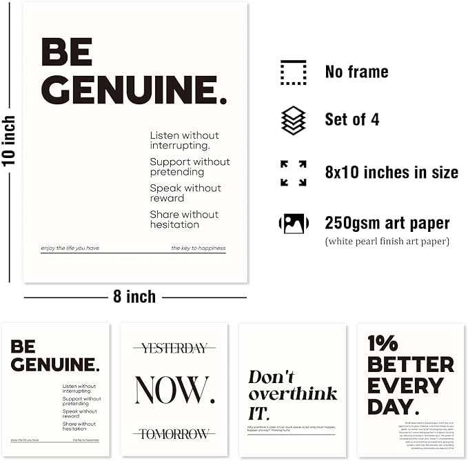 DSHFG Motivational Pictures Office Wall Decor Prints Set of 4, Inspirational - Image 2