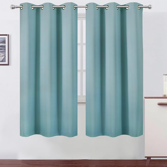 LEMOMO Stone Blue Thermal Blackout Curtains/42 x 72 Inch/Set of 2 Panels Room by Lemomo