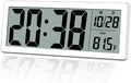 8.5" Modern Digital Wall Clock, Battery Operated, Simple LCD Display by QINYUNE