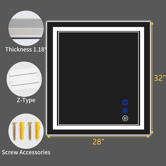 32"x28" LED Bathroom Mirror - Image 9