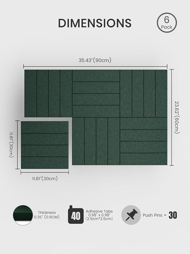 Bumusty Large Cork Board Alternative-36 x 24" Felt Bulletin Board Tiles - Image 2