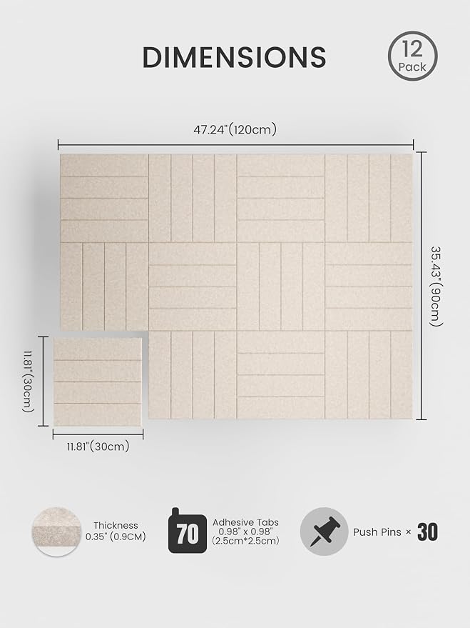 Bumusty Large Cork Board Alternative-48 x 36" Felt Bulletin Board Tiles - Image 2