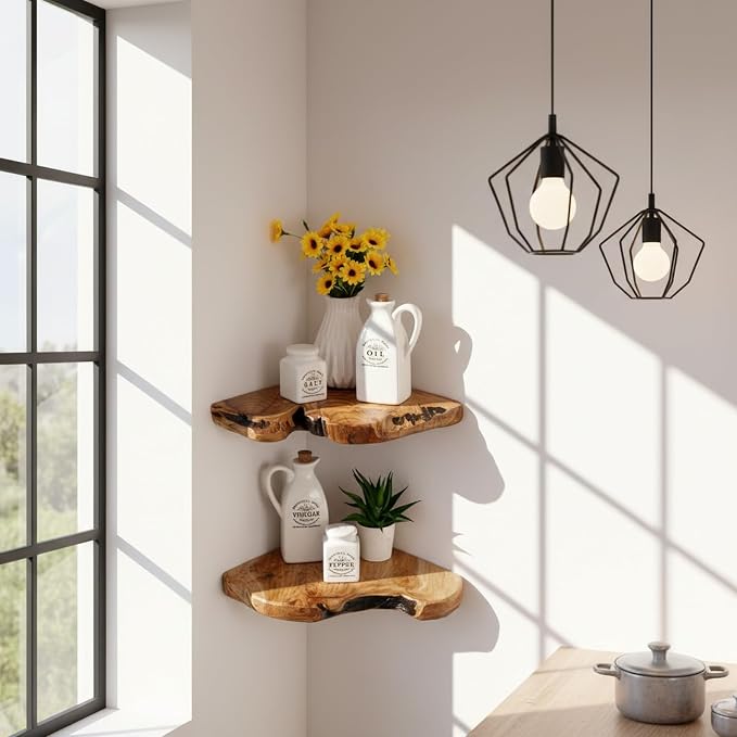 WELLAND Floating Corner Shelf Set of 2 Wall Mounted, 10.86 x 11.5 Inches - Image 6