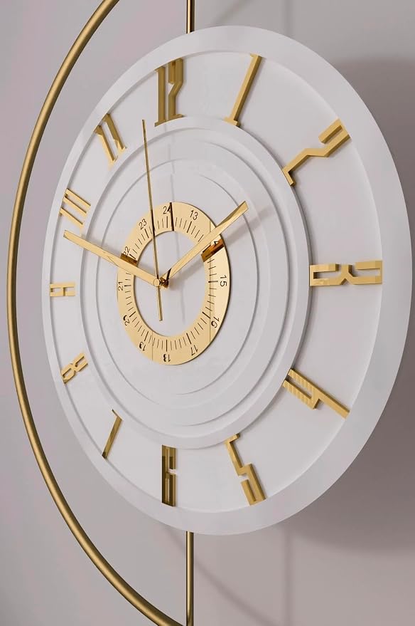 Large Luxury LED Backlit Wall Clock – Pendulum Roman Numeral Metal Ring - Image 2