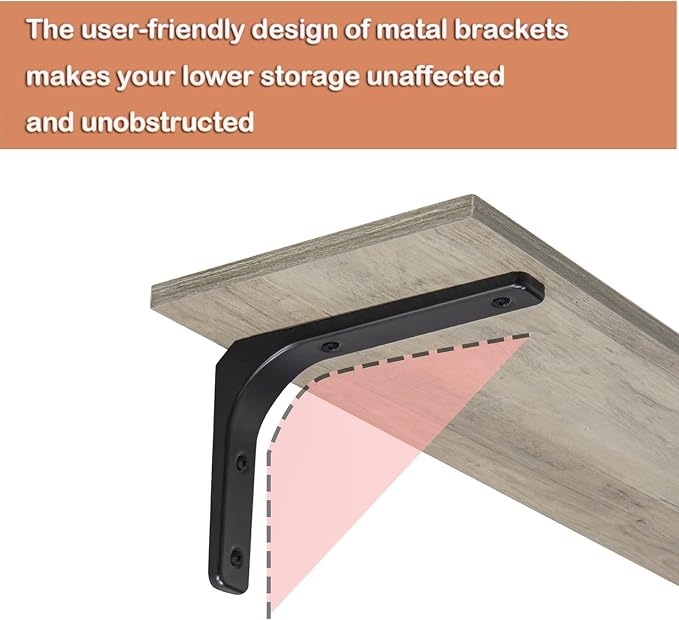 DINZI LVJ Long Wall Shelves, 23.6 Inch Wall Mounted Shelves Set of 2, - Image 9