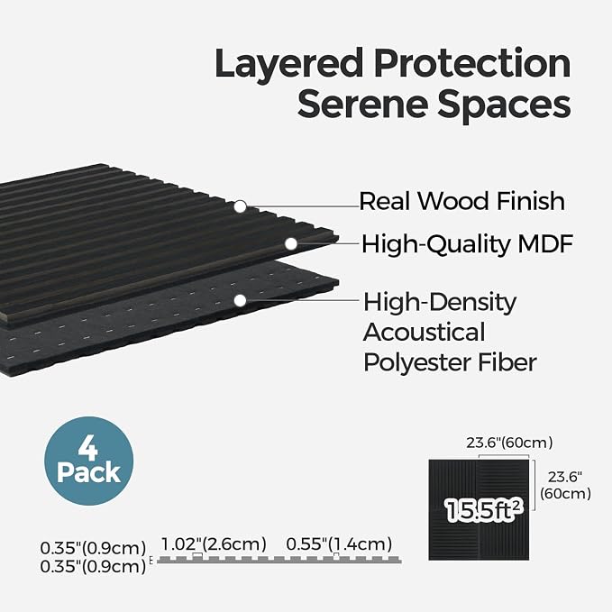 AKUMAX 4 Pack Wood Panels-3D Slat Wall Panelling - Image 6