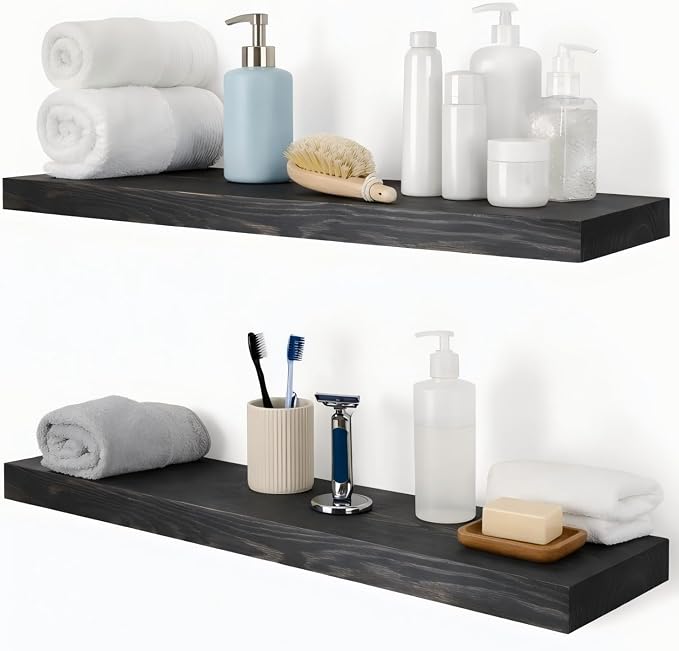 Wood Floating Shelves Set of 2, 36 Inch Long, 8 Inch Deep Solid Wood Wall by xwne