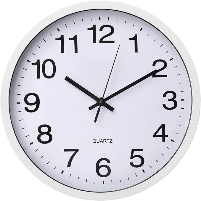 Wall Clock 12 Inch Metal Finish Silent Non Ticking Indoor Clock Round Battery - Image 2