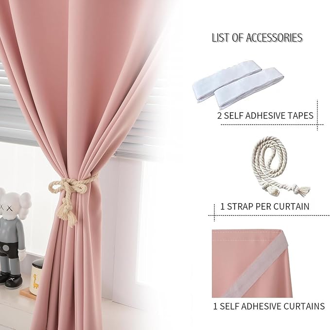 Portable Light Blocking Curtains Self-Stick Design, Removable Adhesive Window - Image 7