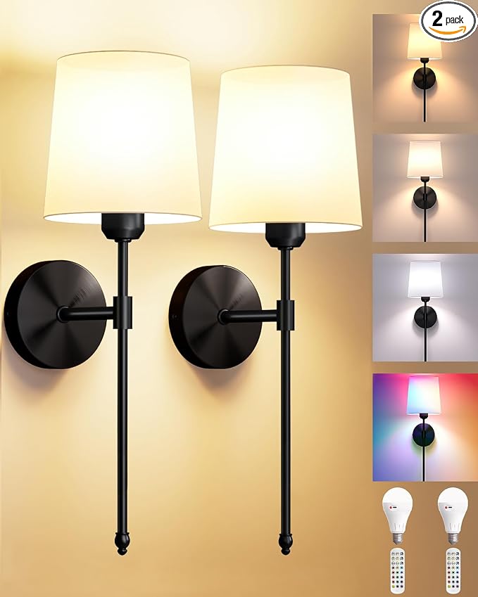 Ouyulong Battery Operated Wall Sconces Set of 2, Wireless Rechargeable Dimmable by Ouyulong